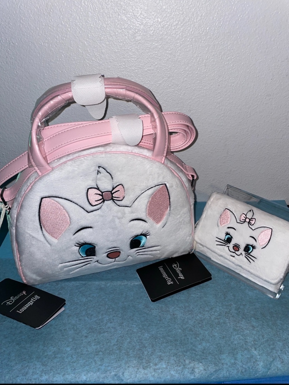 Exclusive Loungefly Disney Aristocats Marie Fuzzy Fur Crossbody Bag & Wallet Set